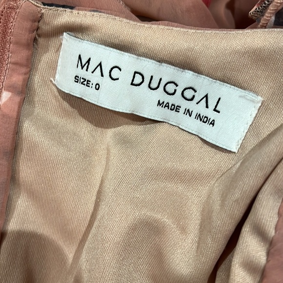 Mac Duggal RUFFLED CUT OUT CAP SLEEVE V NECK GOWN 9152 Rose Multicolor - Picture 15 of 17